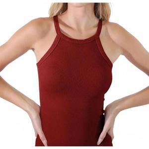 NEW NIKIBIKI highneck ribbed tank top in sundried tomato